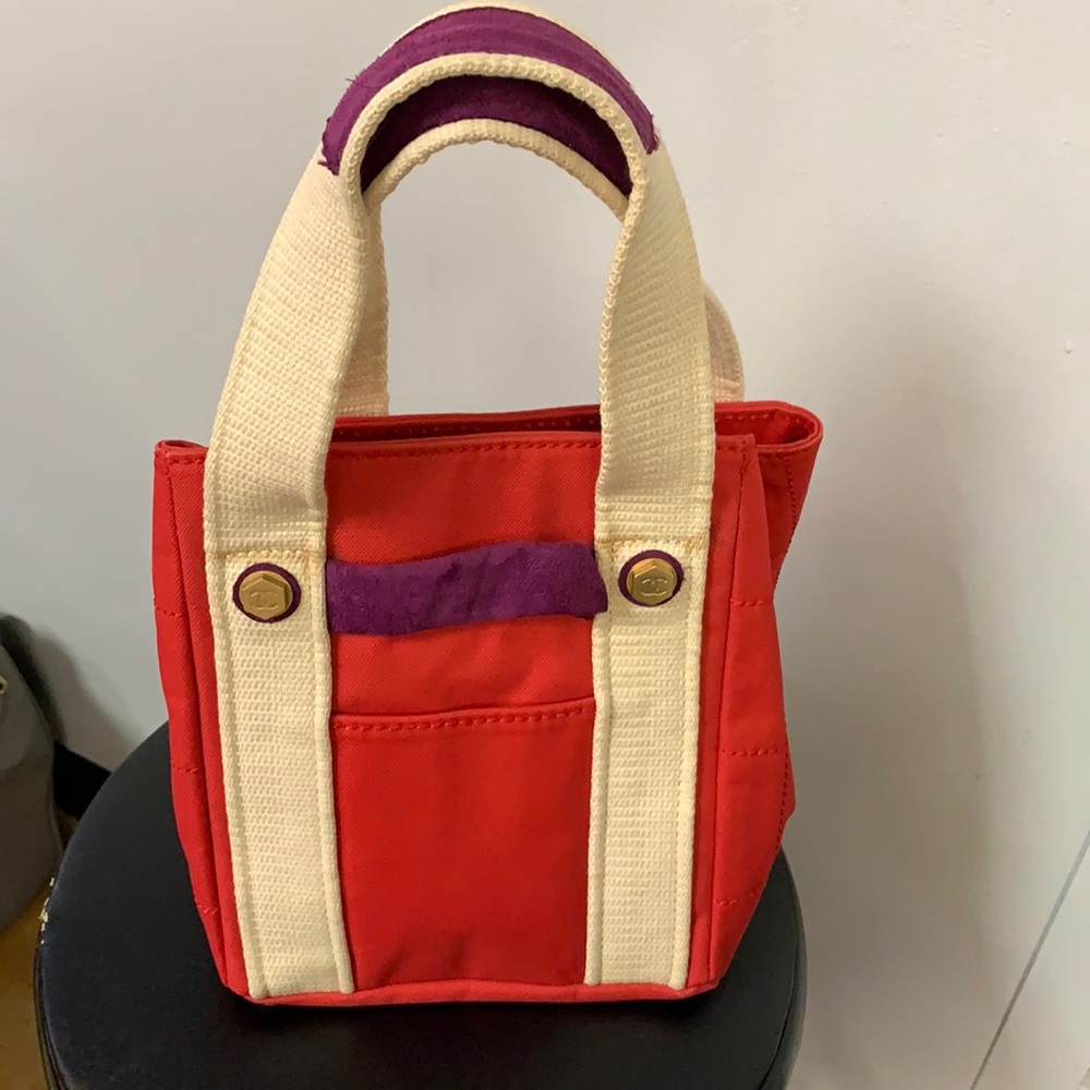 Chanel Canvas and suede small  2 tone Tote bag.